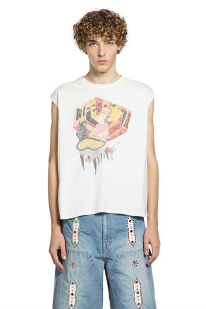 KAPITAL MAN WHITE T-SHIRTS & TANK TOPS