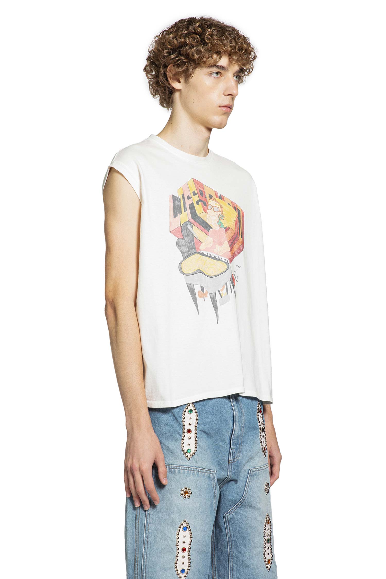 KAPITAL MAN WHITE T-SHIRTS & TANK TOPS