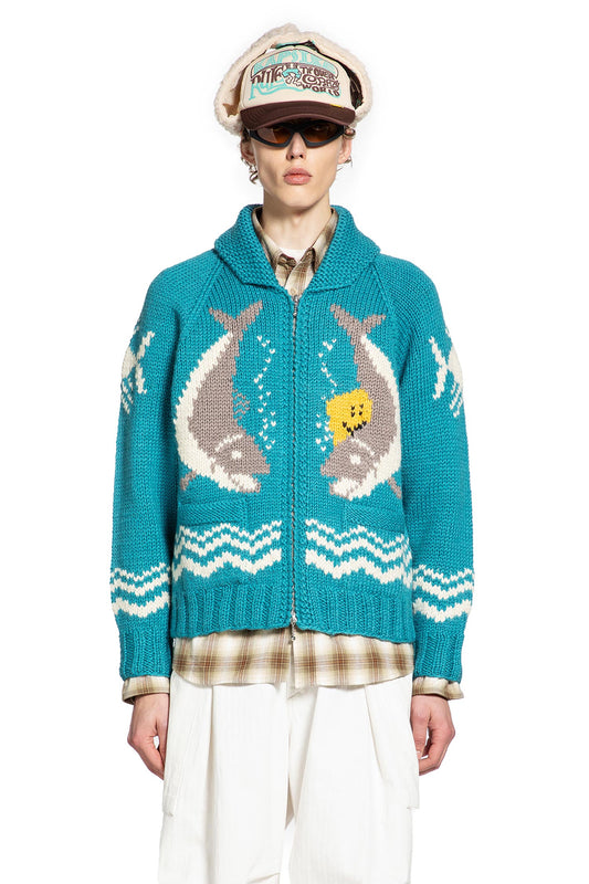 Hand Knit Peckish Trout Zip Cardigan