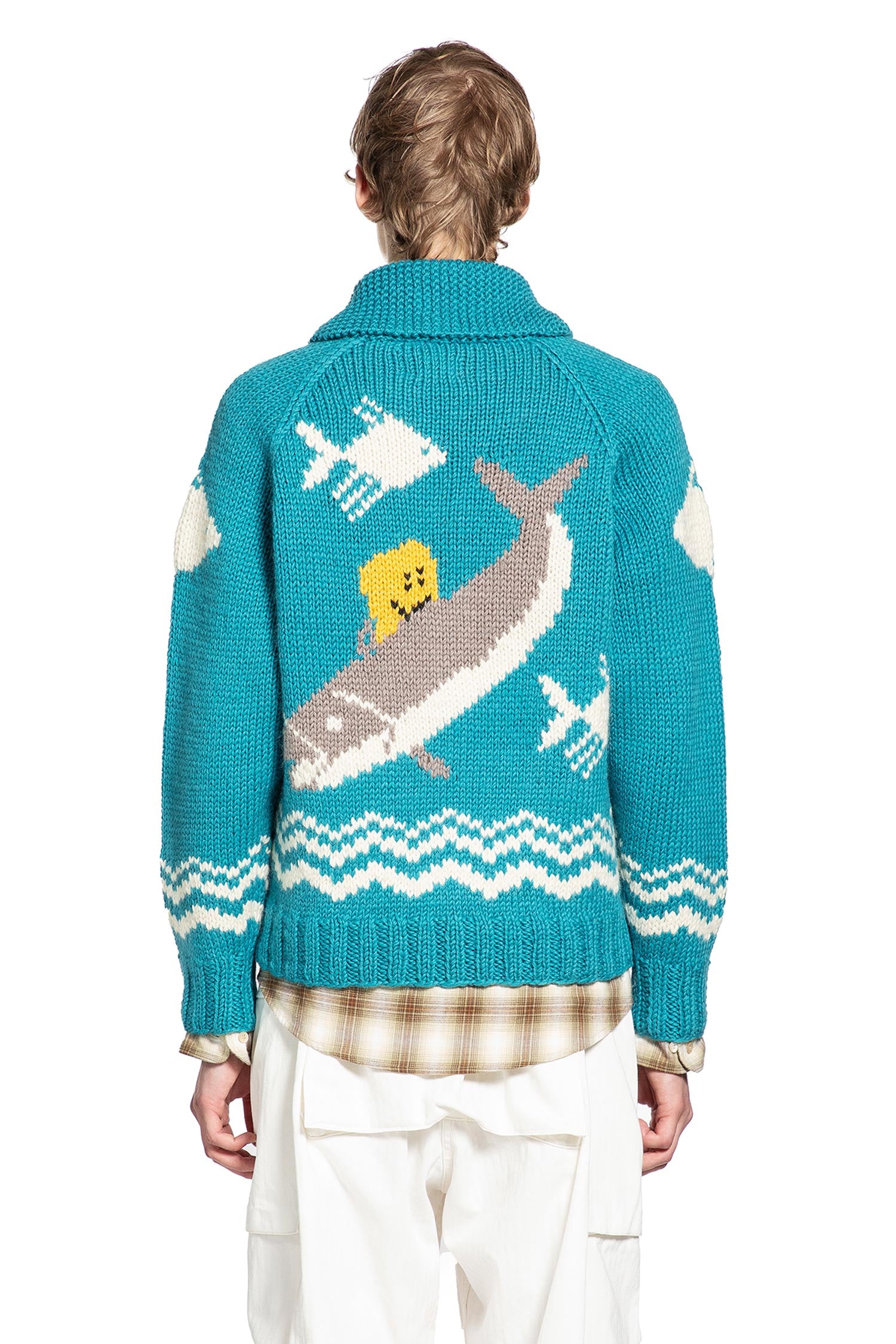 Hand Knit Peckish Trout Zip Cardigan