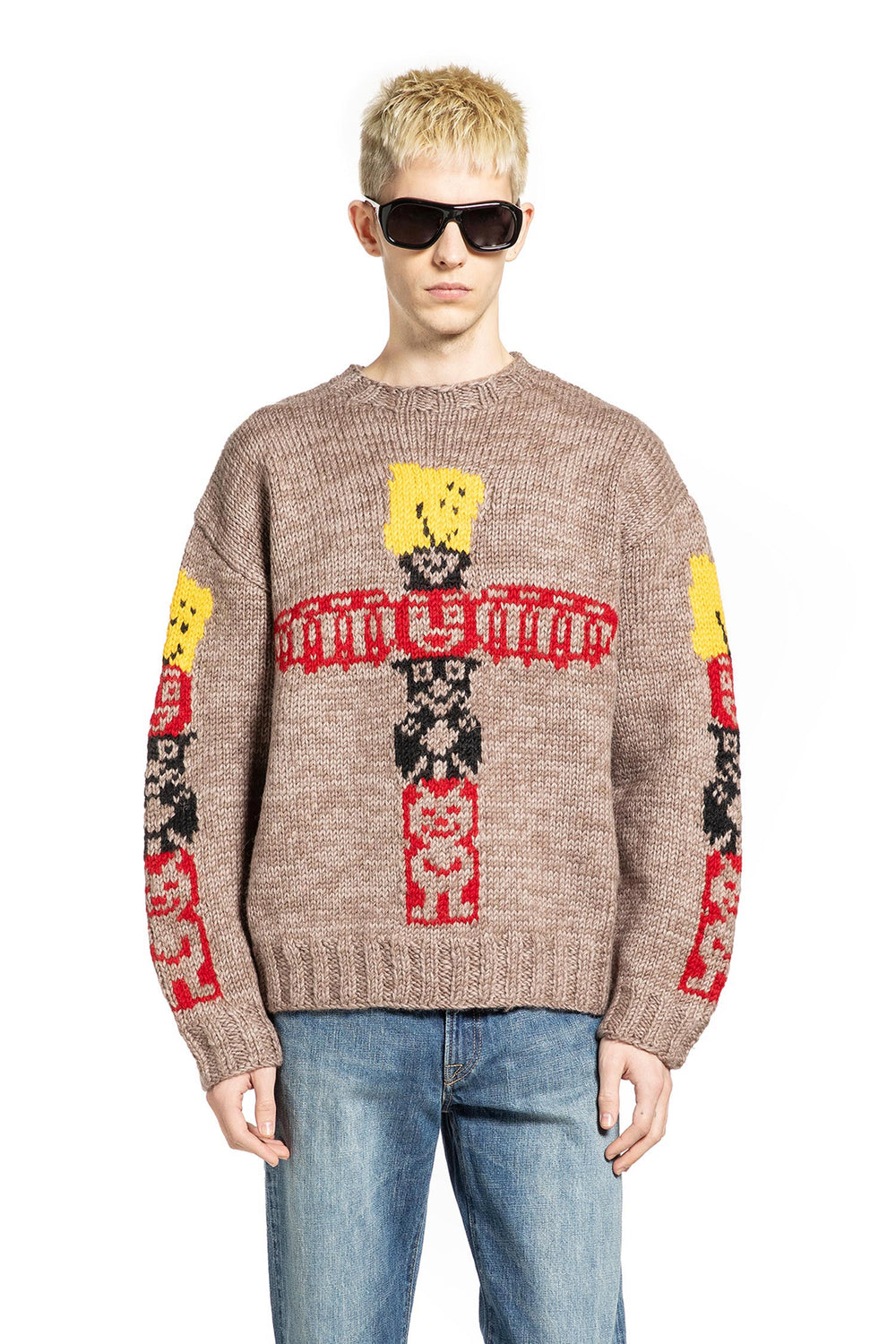 KAPITAL Hans Knit Peckish Totem Pole Cowichan Sweater man