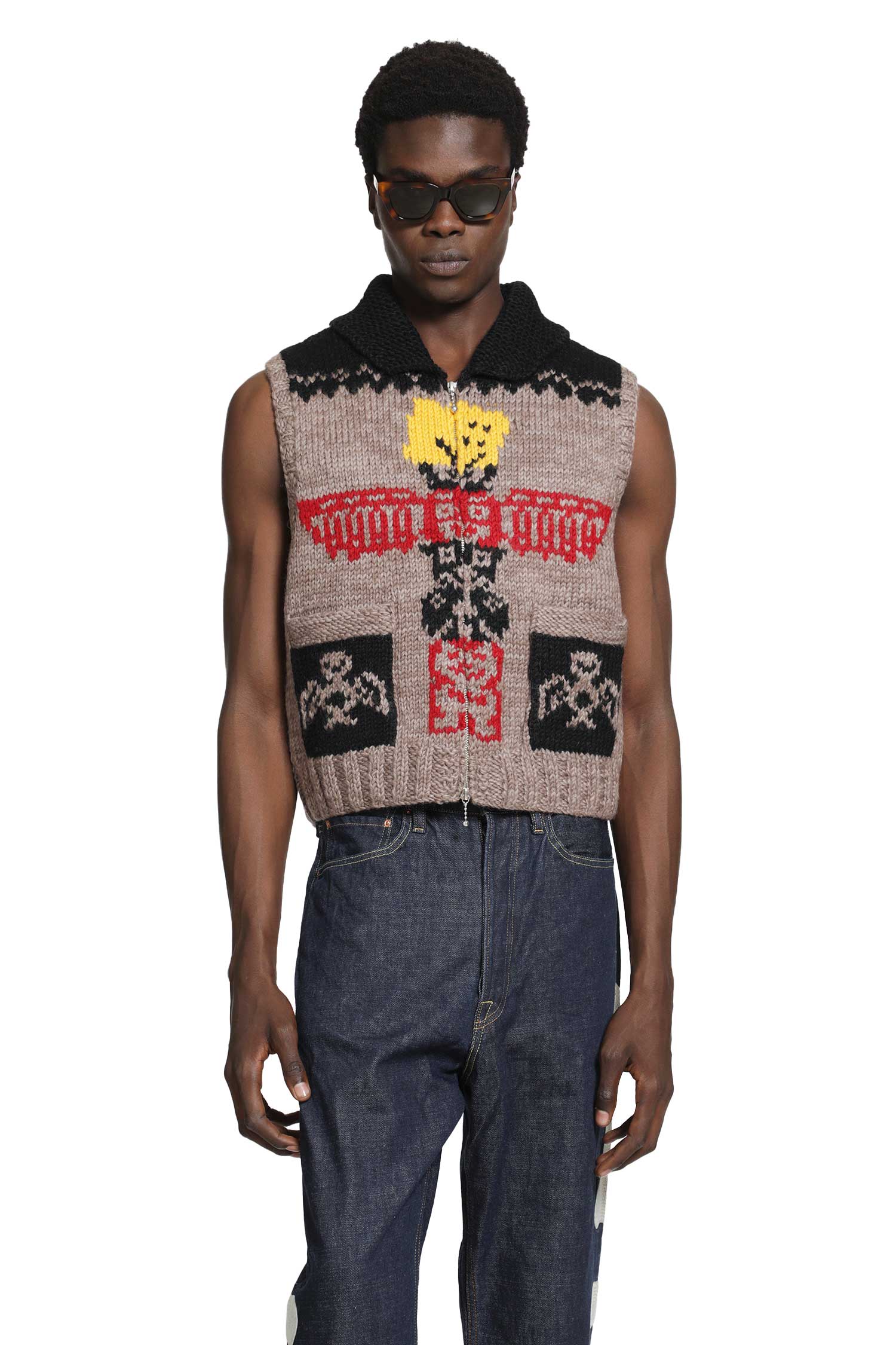 Hand Knit Peckish Totem Pole Vest