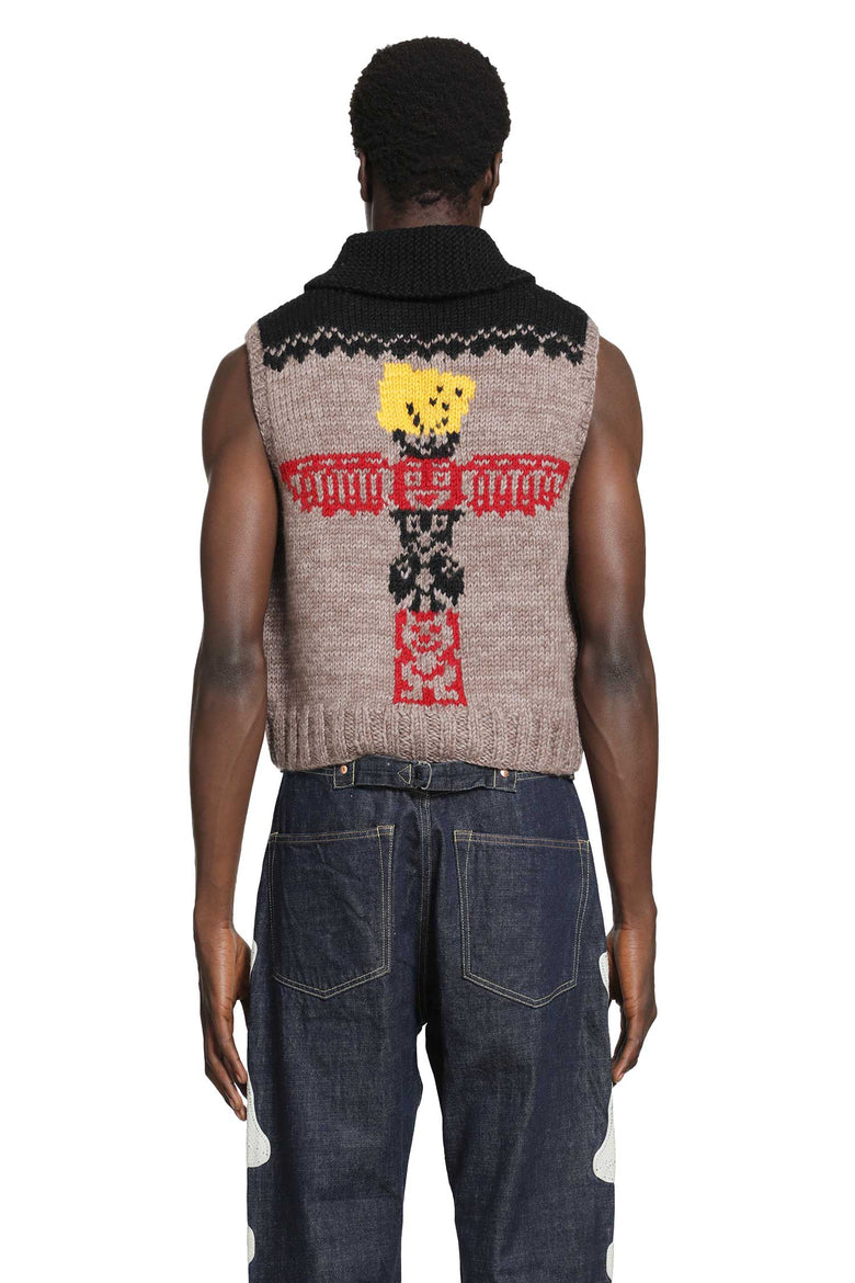 KAPITAL Hand Knit Peckish Totem Pole Vest man
