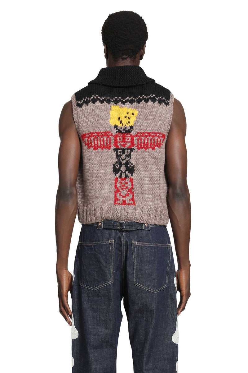 KAPITAL Hand Knit Peckish Totem Pole Vest man