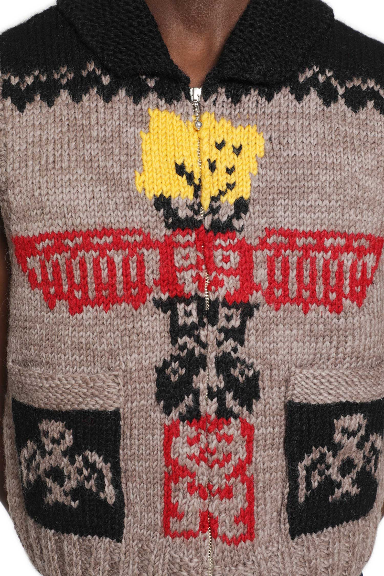 KAPITAL Hand Knit Peckish Totem Pole Vest man