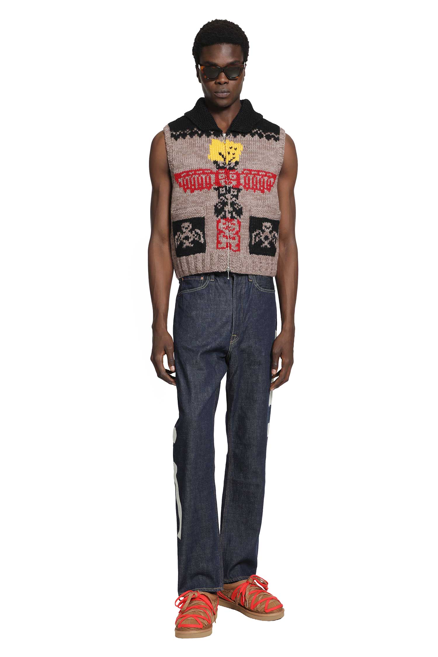 KAPITAL Hand Knit Peckish Totem Pole Vest man