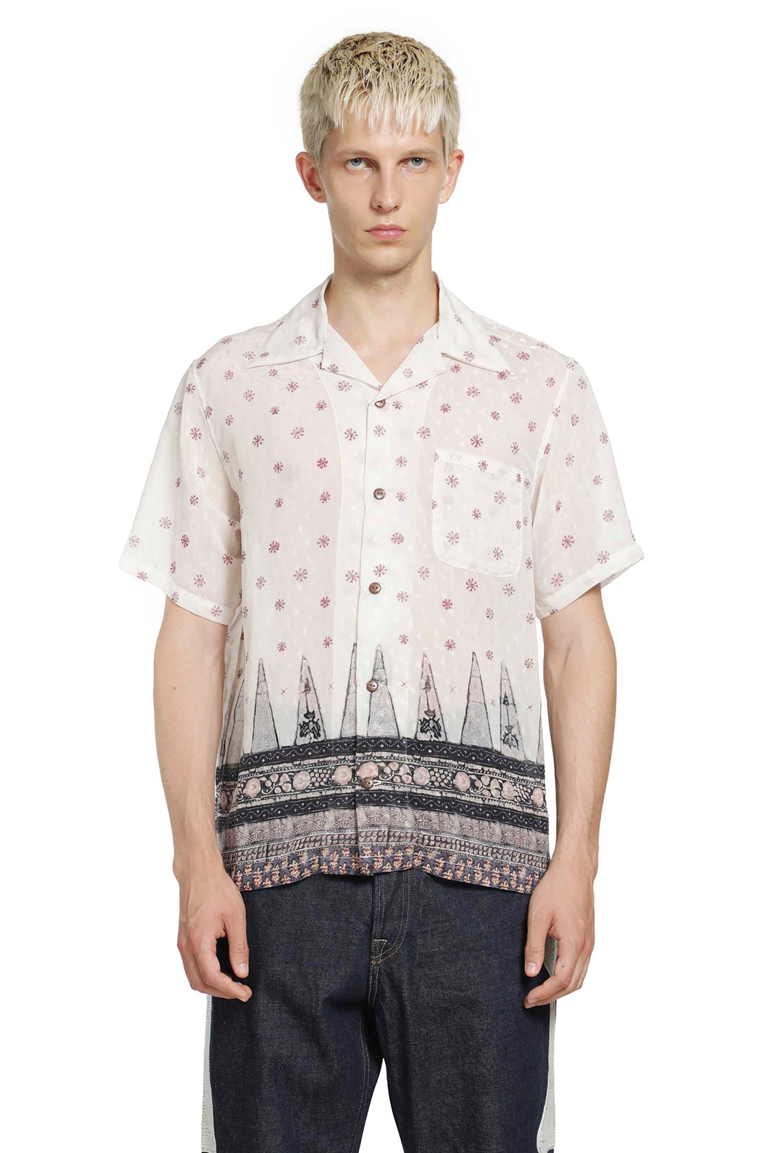 KAPITAL Sheer Sarasa Calico Short Sleeve Shirt man