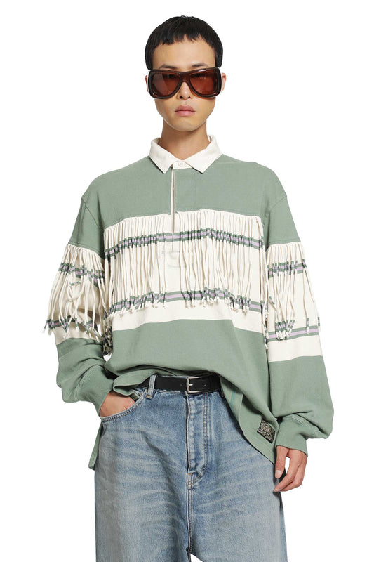Panel Stripe Jersey Fringed Rugby Polo