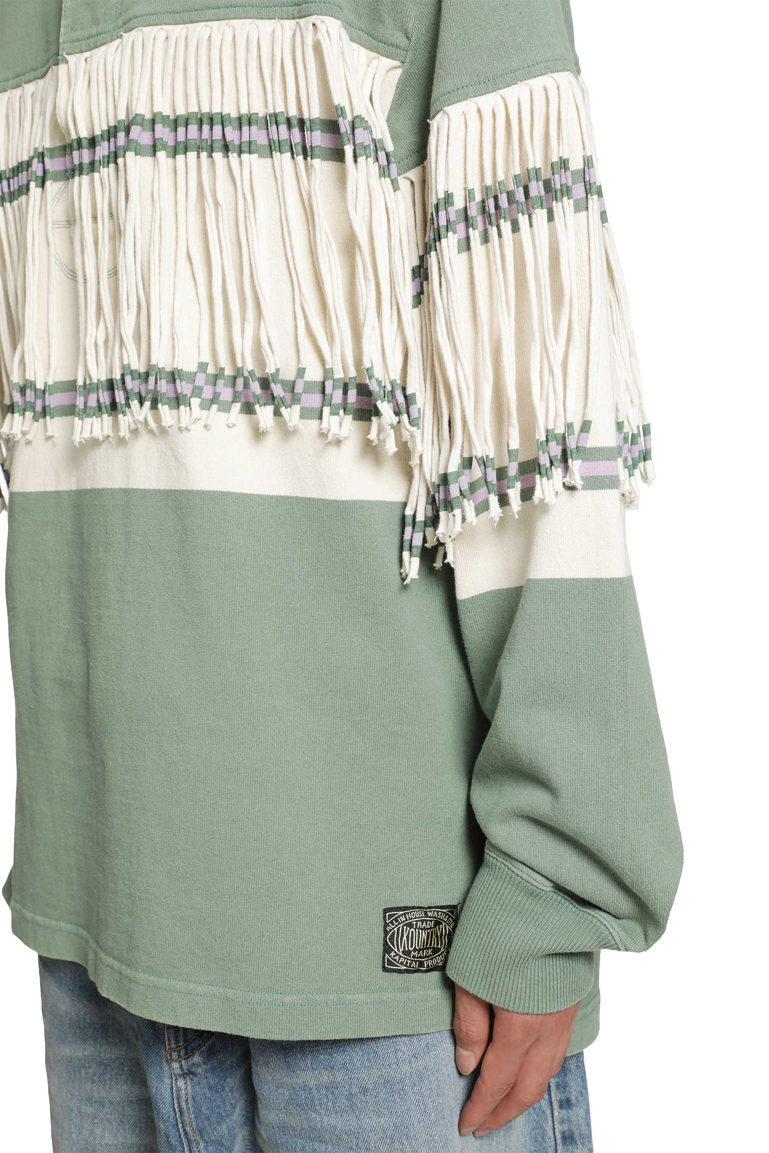 Panel Stripe Jersey Fringed Rugby Polo