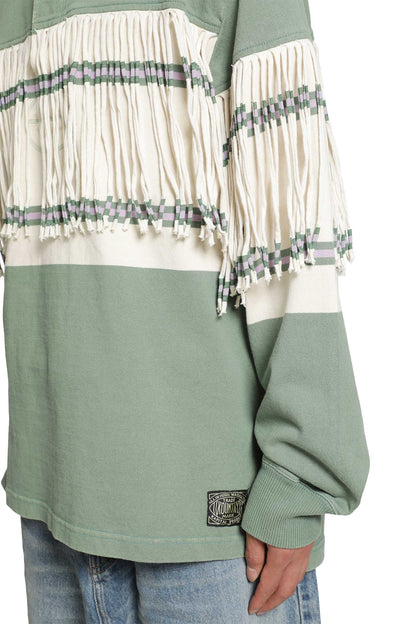 Panel Stripe Jersey Fringed Rugby Polo