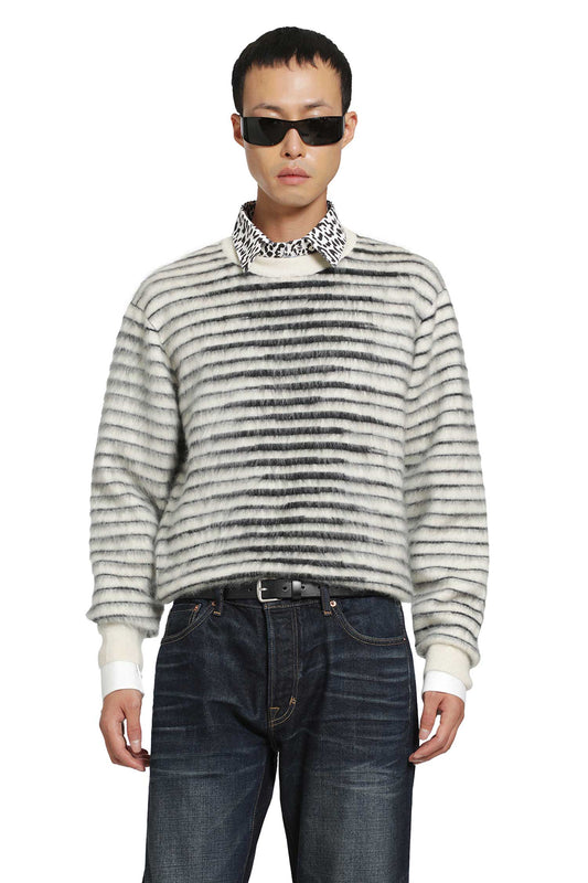 Brushed Striped Mohair Sweater