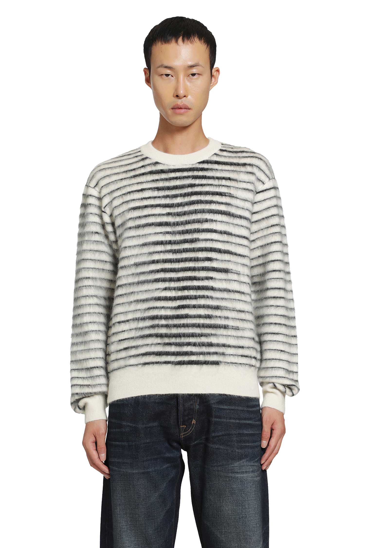 Brushed Striped Mohair Sweater