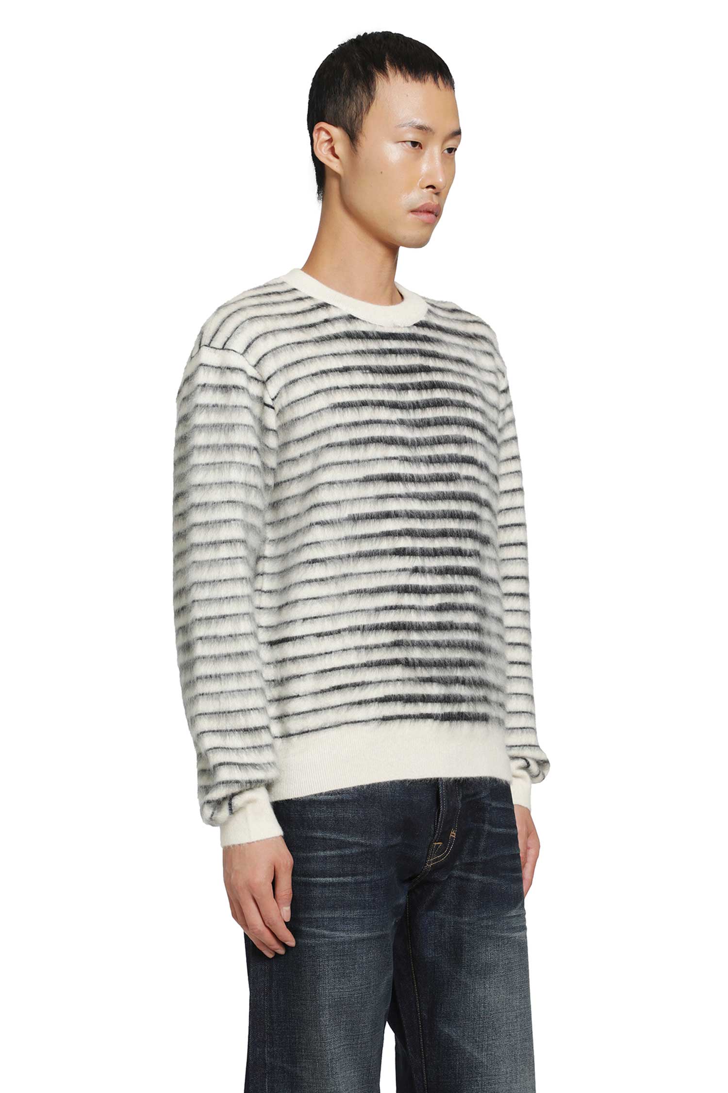 Brushed Striped Mohair Sweater