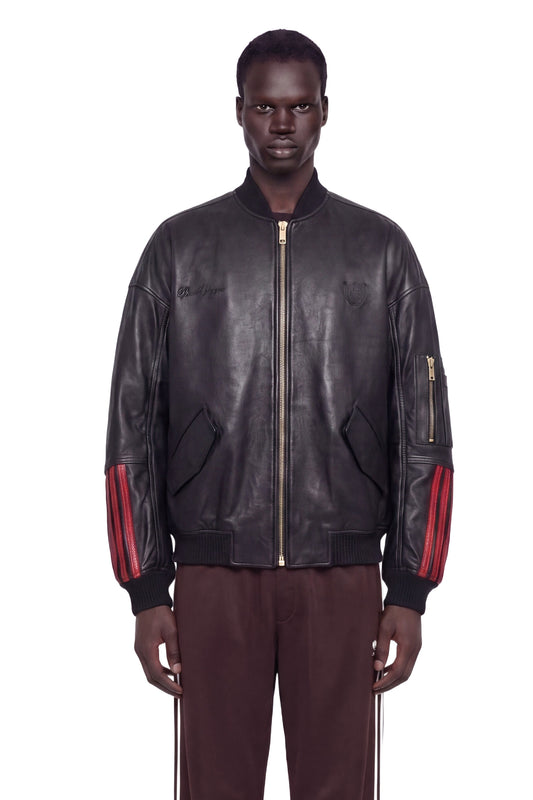 Adidas X Willy Chavarria Leather Bomber Jacket
