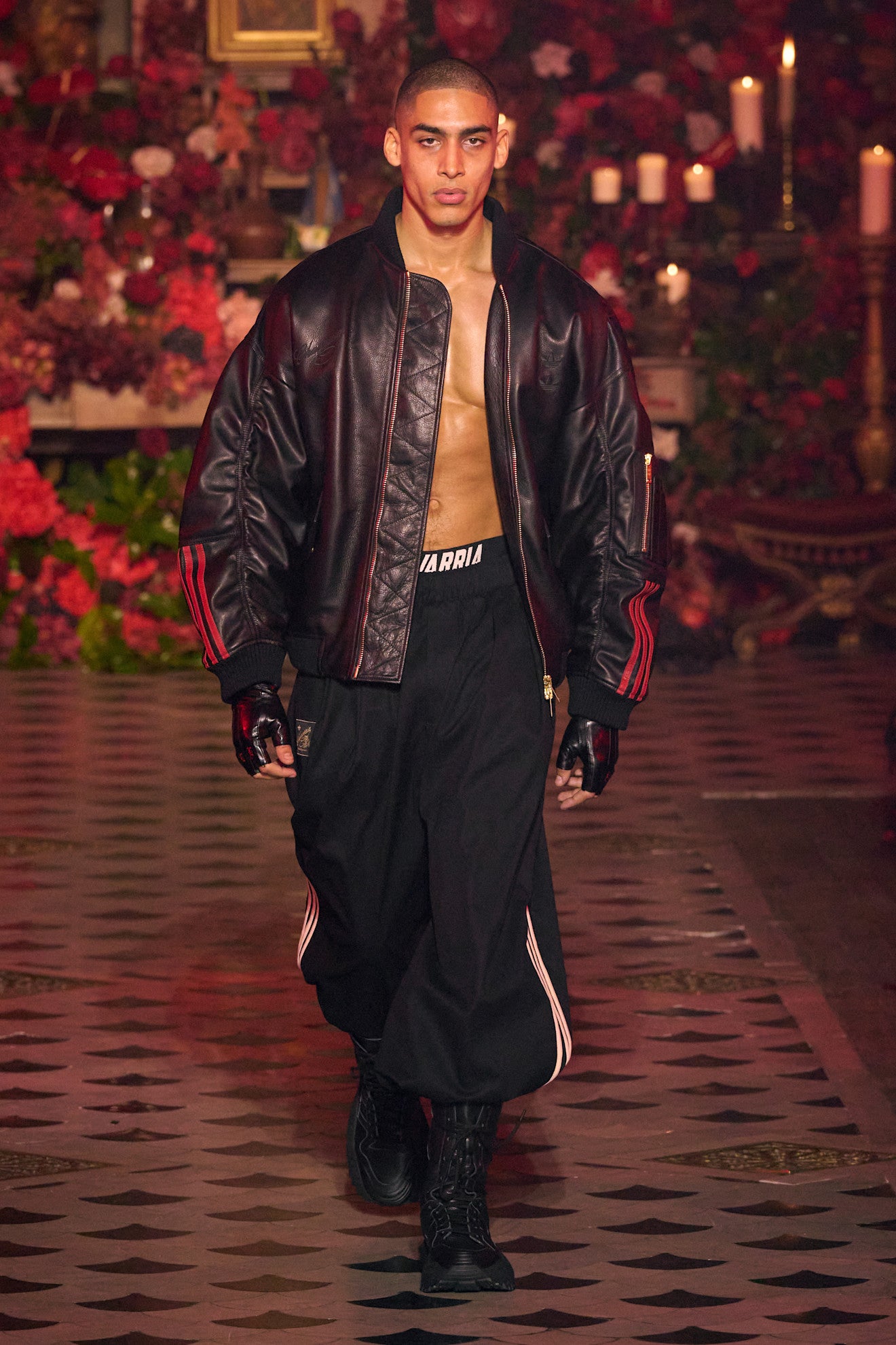 Adidas X Willy Chavarria Leather Bomber Jacket