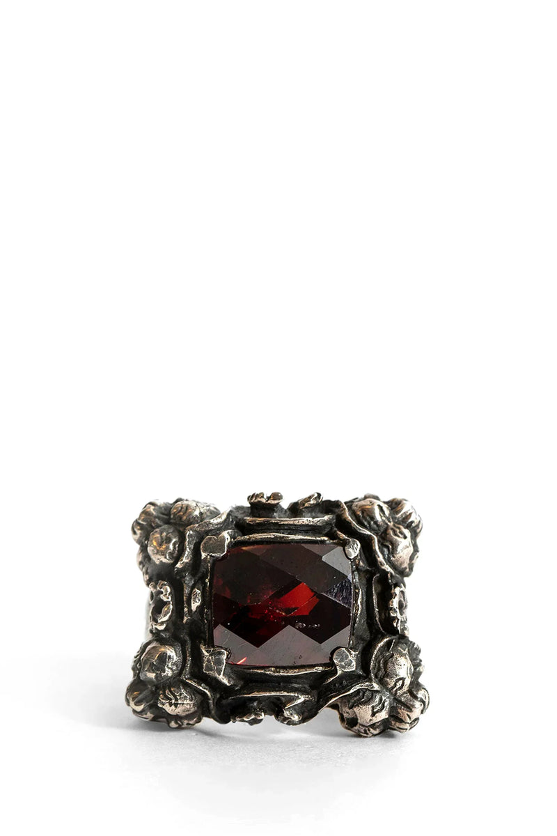 4 Anello Tigre Con Pietra Rosso Scuro - Antonioli.eu