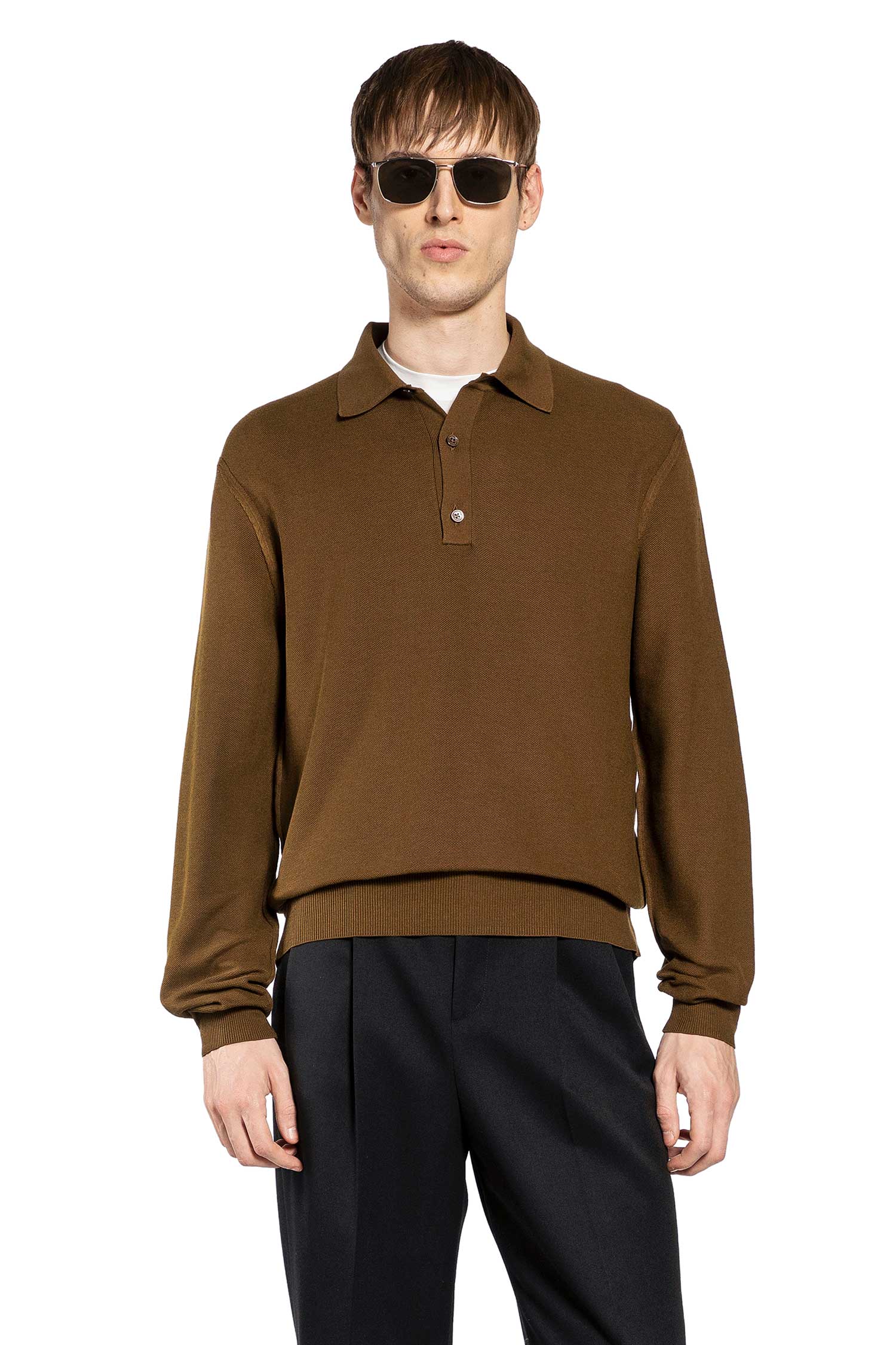 Cotton Silk Knit Polo Shirt