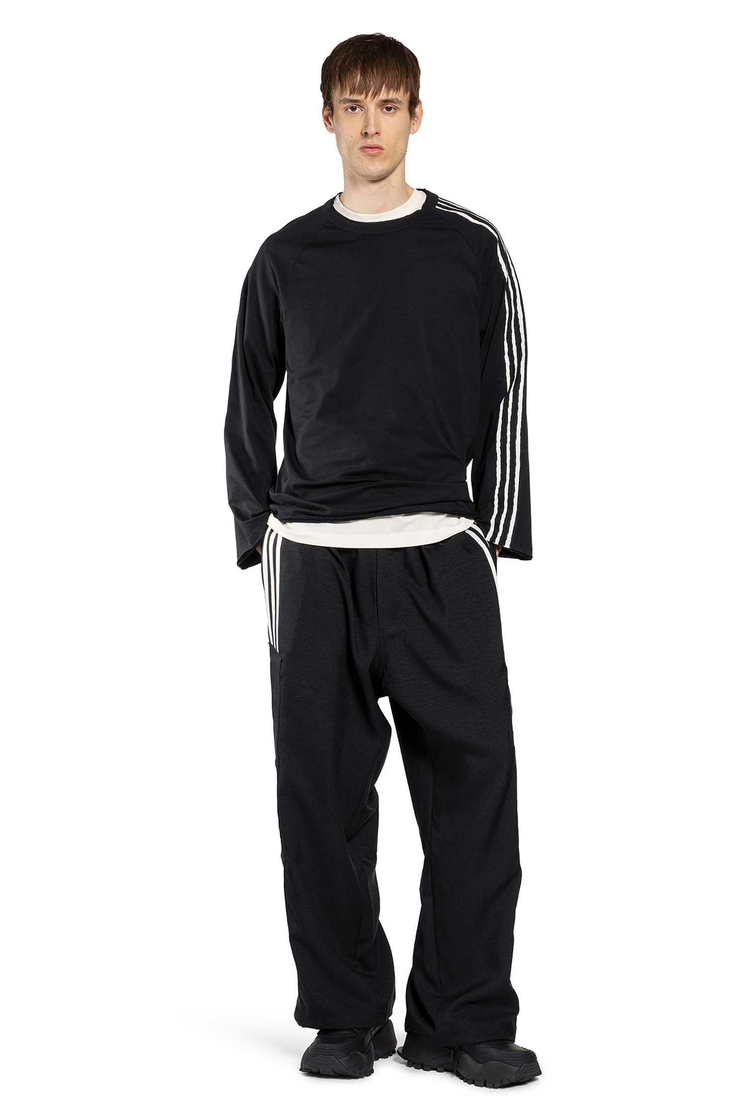 Raw Edge 3-Stripes Long Sleeve Tee