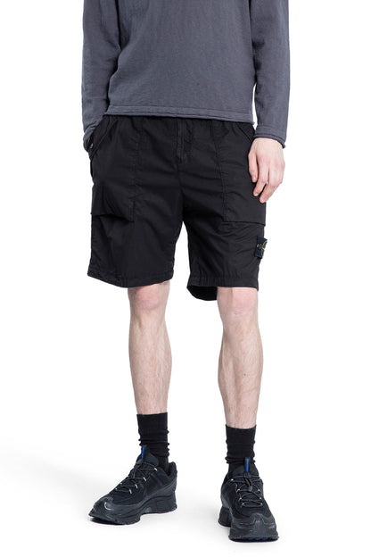 STONE ISLAND MAN BLACK SHORTS & SKIRTS