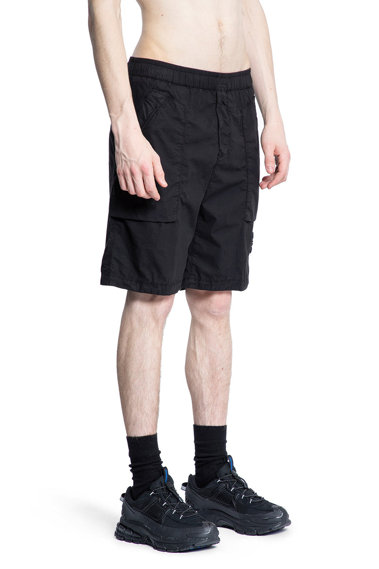 STONE ISLAND MAN BLACK SHORTS & SKIRTS