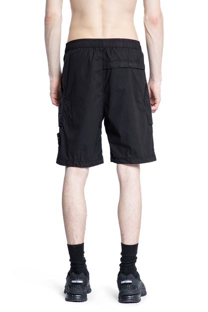 STONE ISLAND MAN BLACK SHORTS & SKIRTS