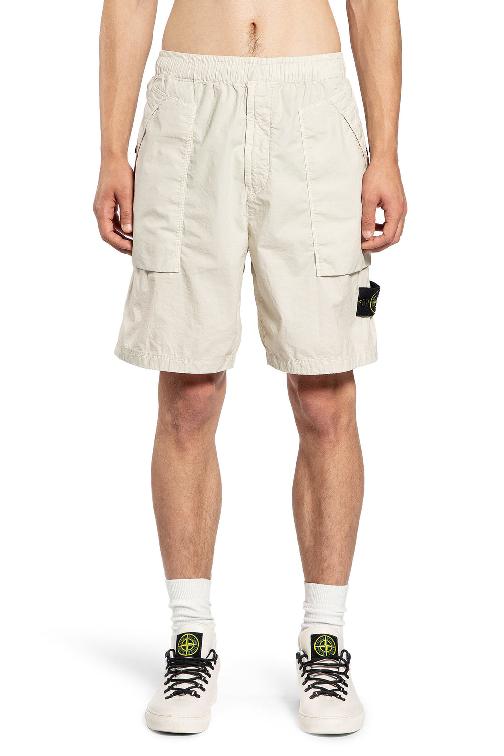 STONE ISLAND MAN OFF-WHITE SHORTS & SKIRTS