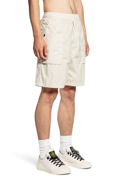 STONE ISLAND MAN OFF-WHITE SHORTS & SKIRTS