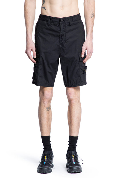 STONE ISLAND MAN BLACK SHORTS & SKIRTS