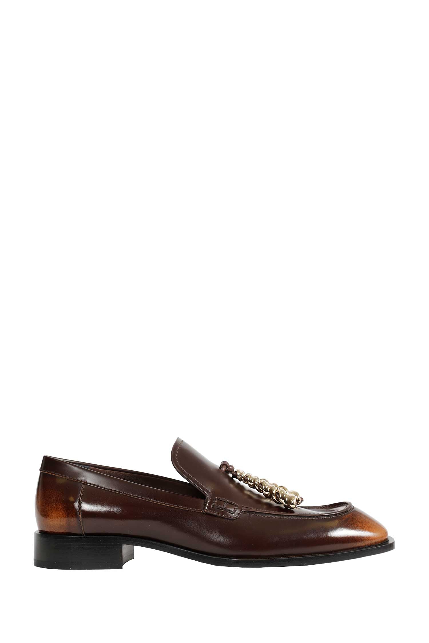 LOEWE Edge Hand-brushed Leather Loafers woman