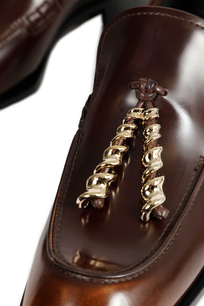 LOEWE Edge Hand-brushed Leather Loafers woman