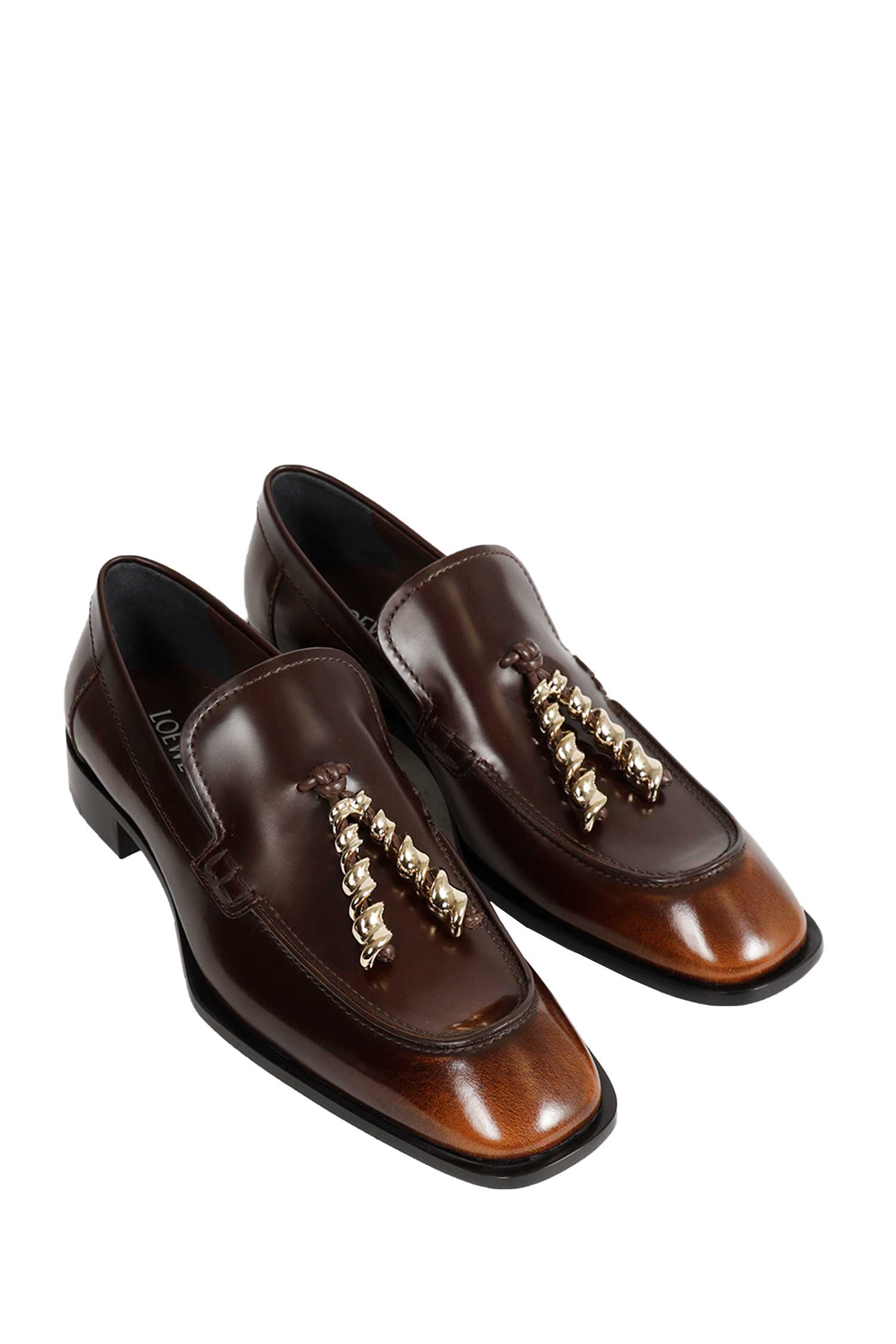 LOEWE Edge Hand-brushed Leather Loafers woman