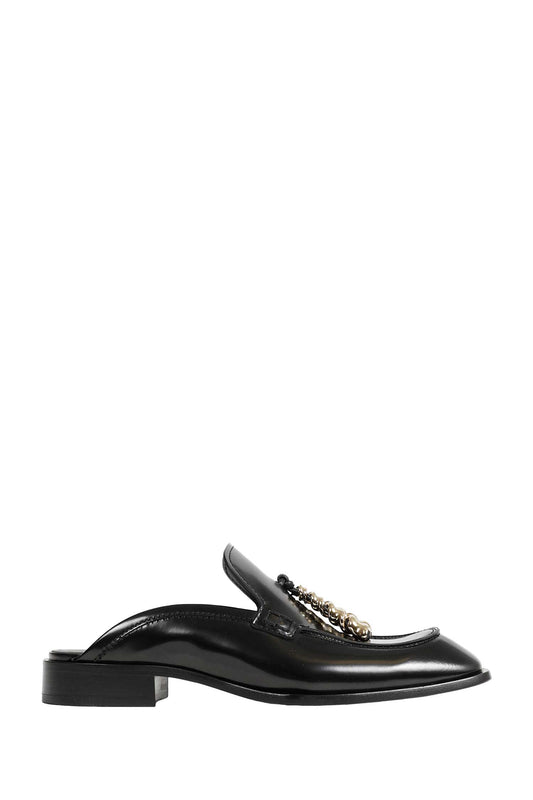 Brushed Leather Edge Loafer Mules