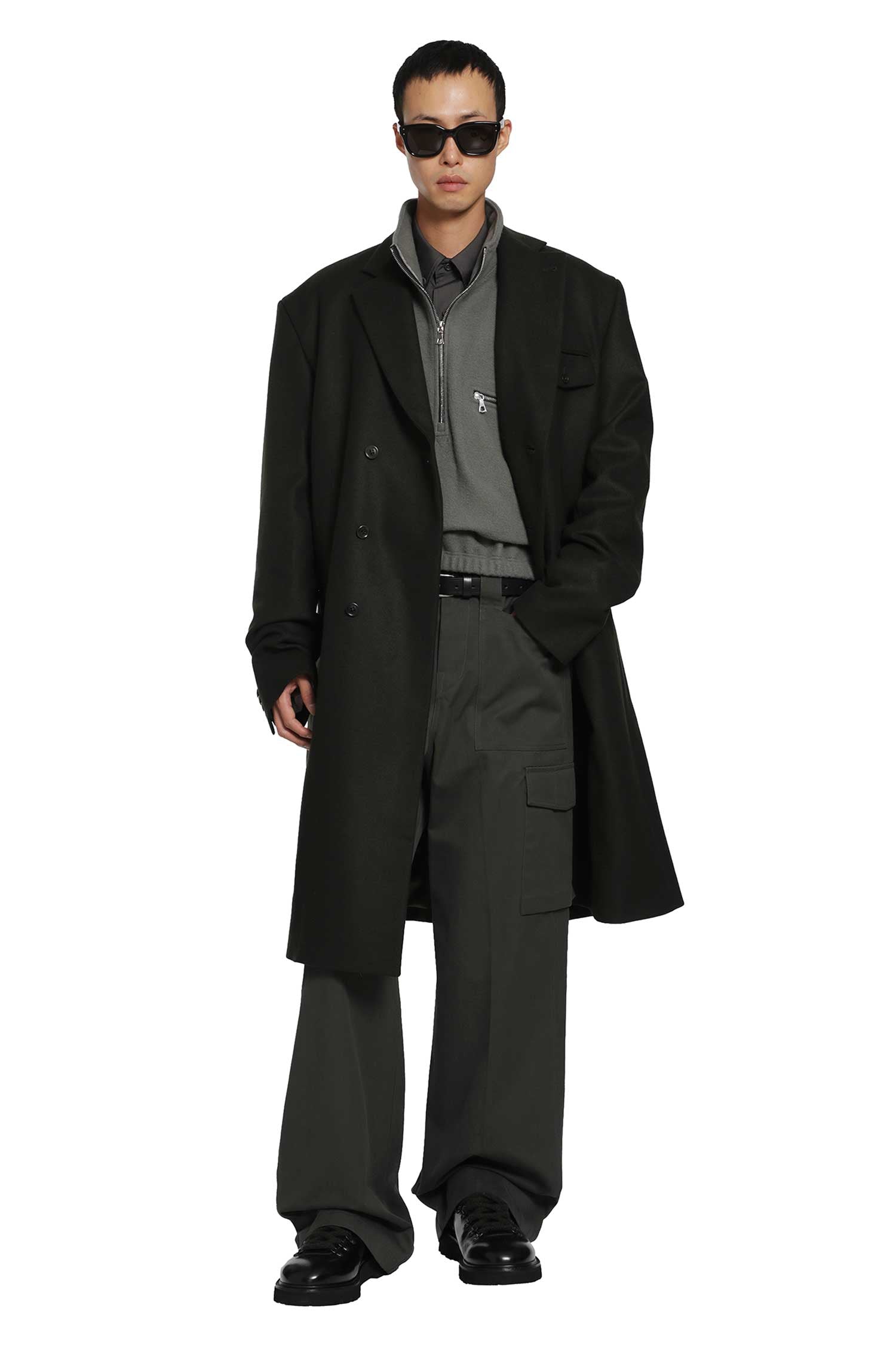 RIER Double-Breasted Loden Wool Coat man