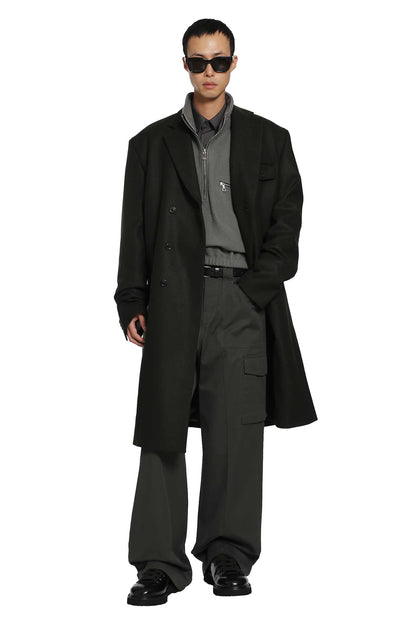 Double-Breasted Loden Wool Coat
