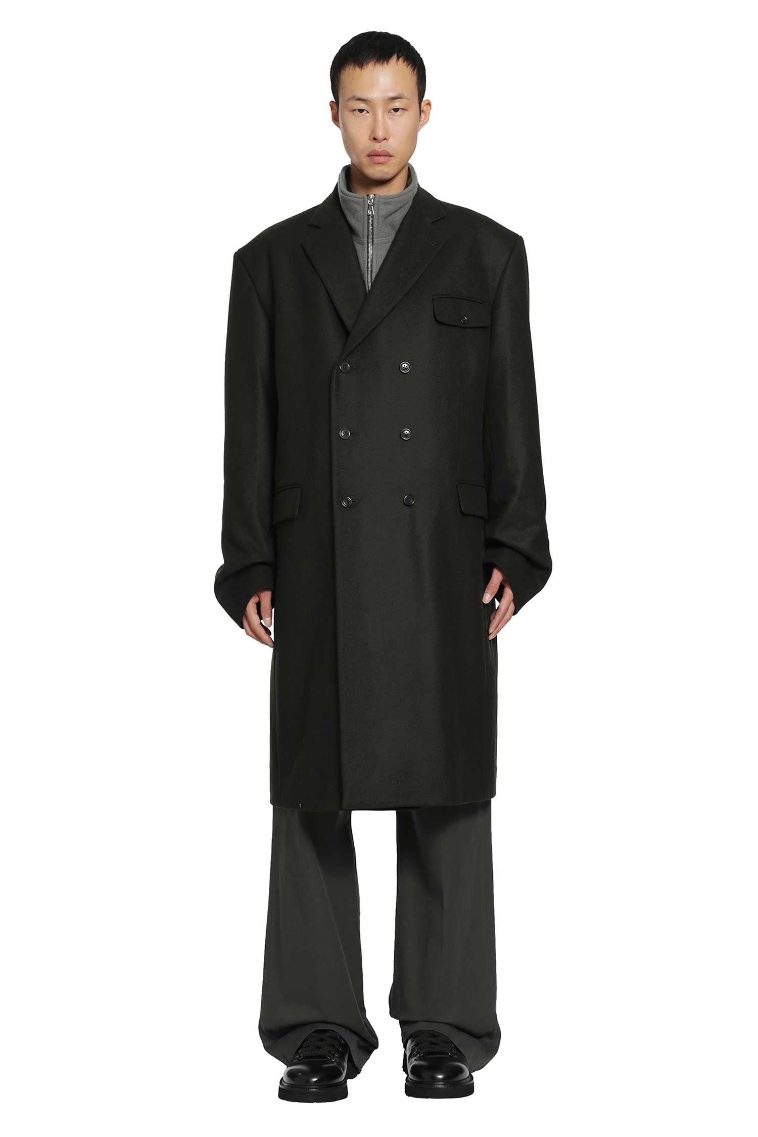 RIER Double-Breasted Loden Wool Coat man