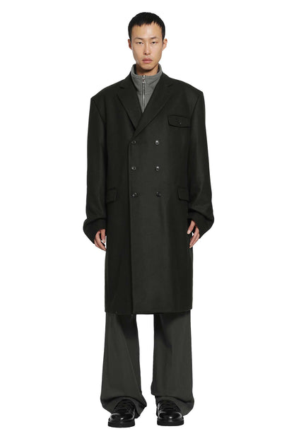 Double-Breasted Loden Wool Coat