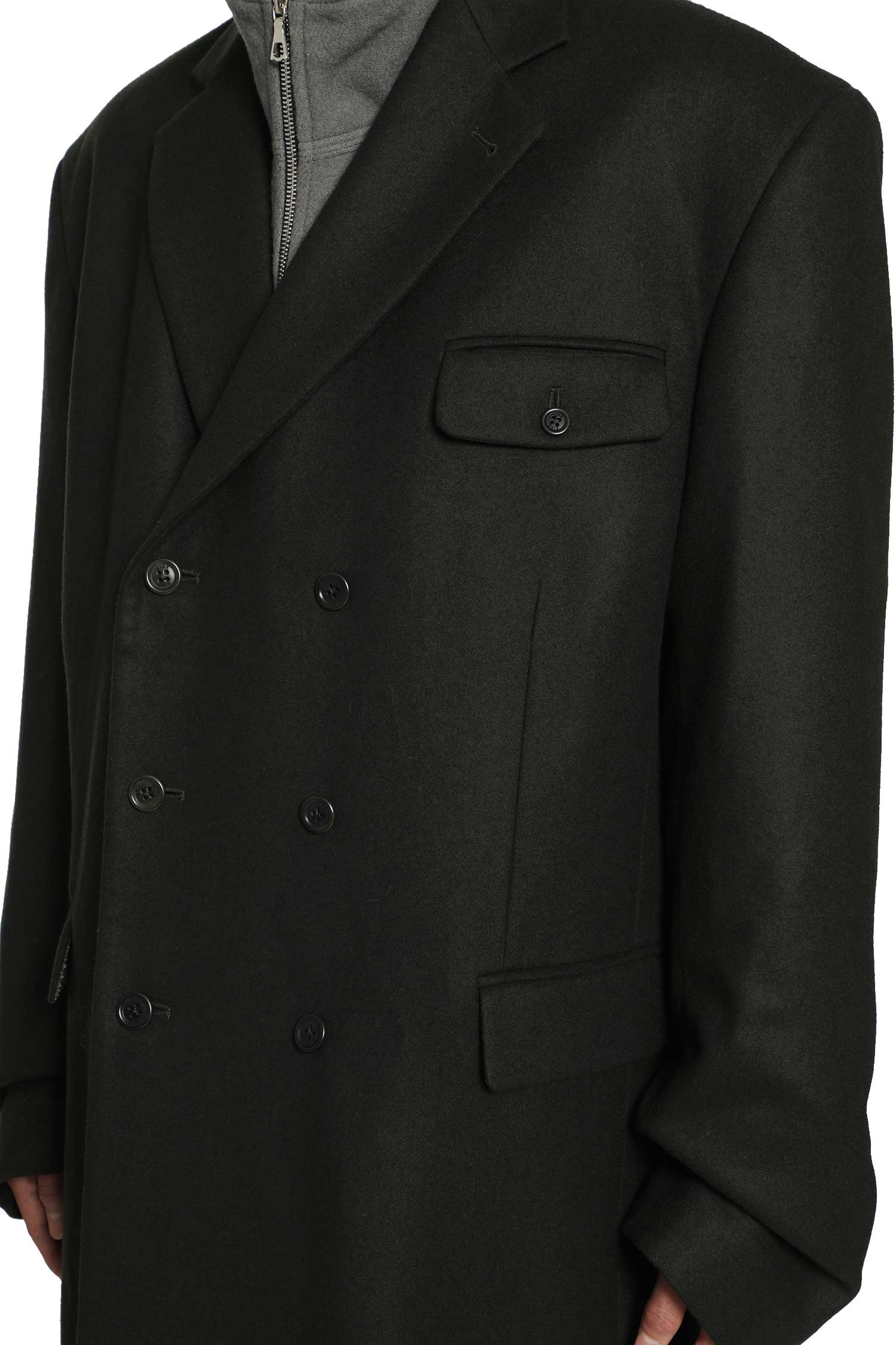 Double-Breasted Loden Wool Coat