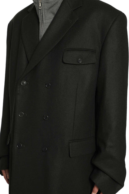 Double-Breasted Loden Wool Coat