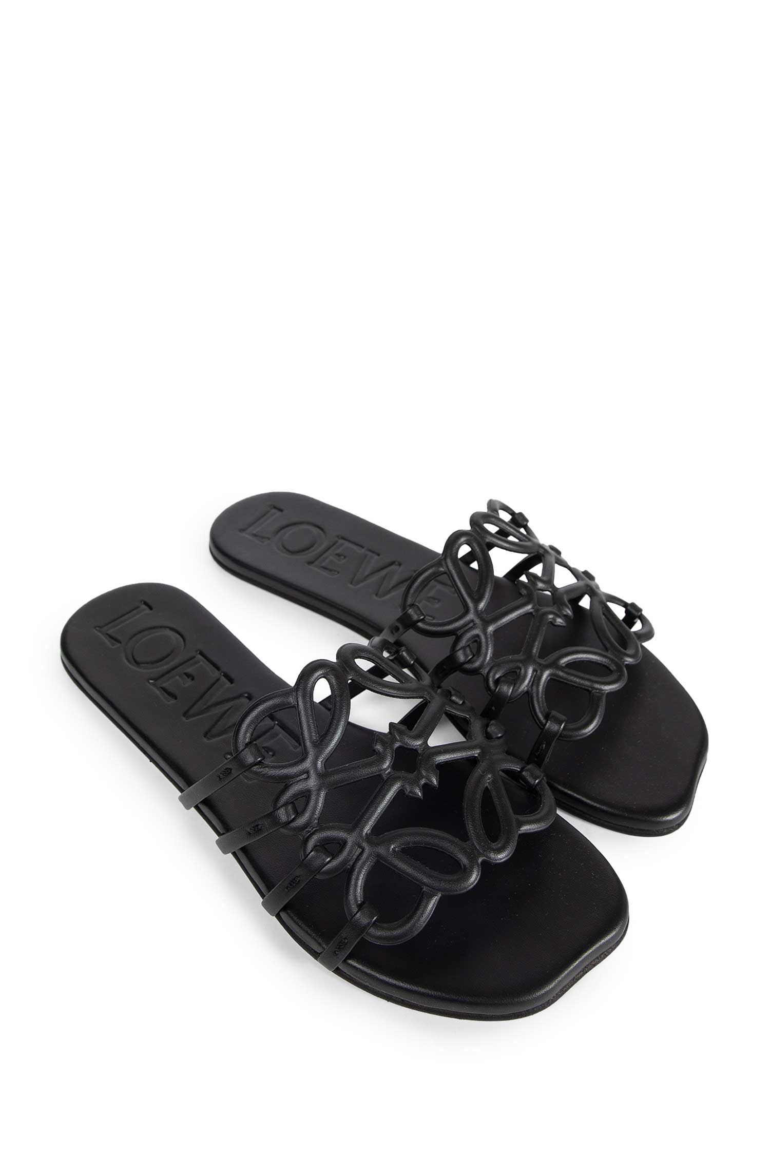Petal Anagram slides in Soft Calfskin