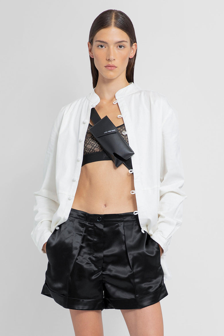 LISA VON TANG Frayed Mandarin Shirt woman