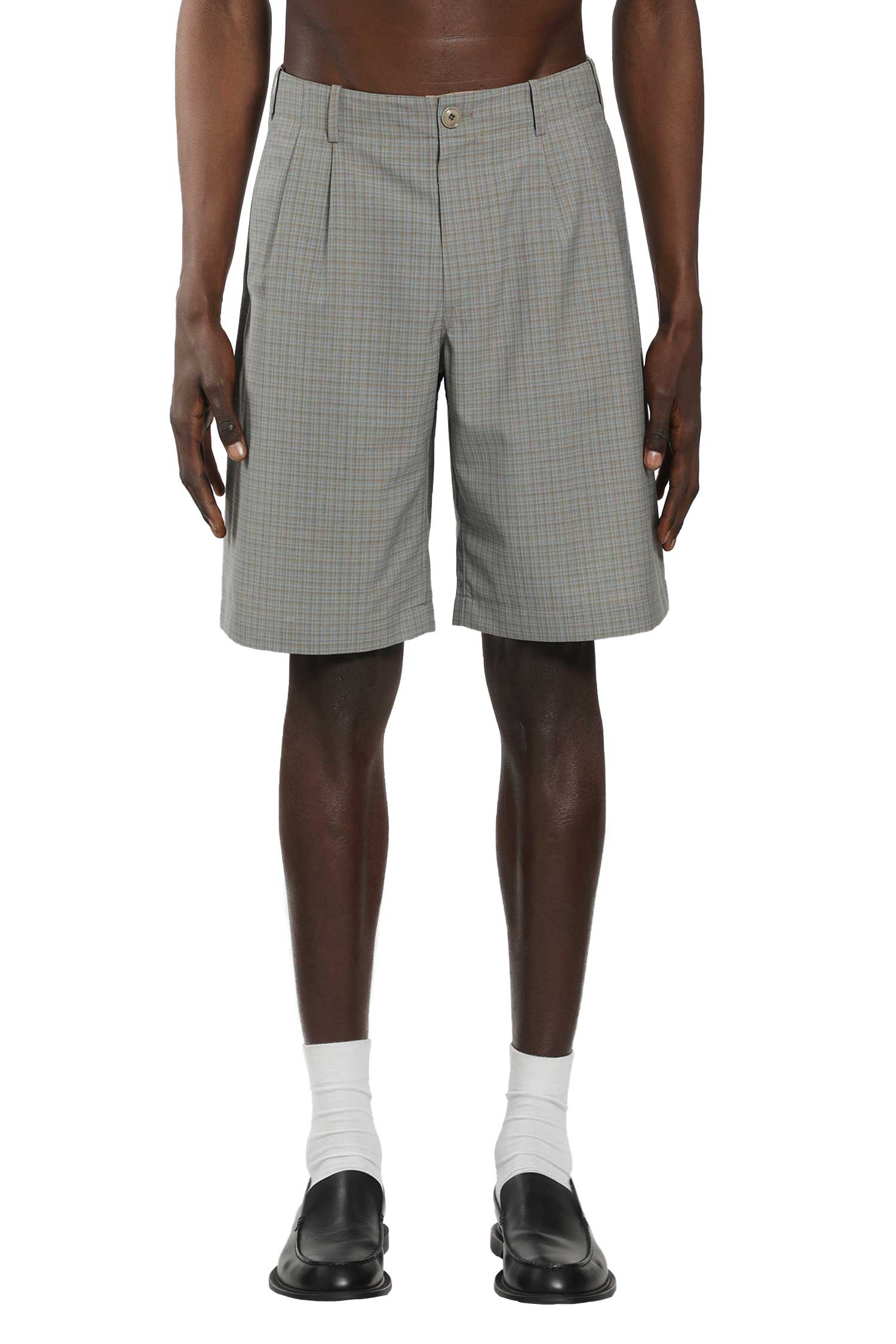 OUR LEGACY Frosted Moss Checked Bermudas man