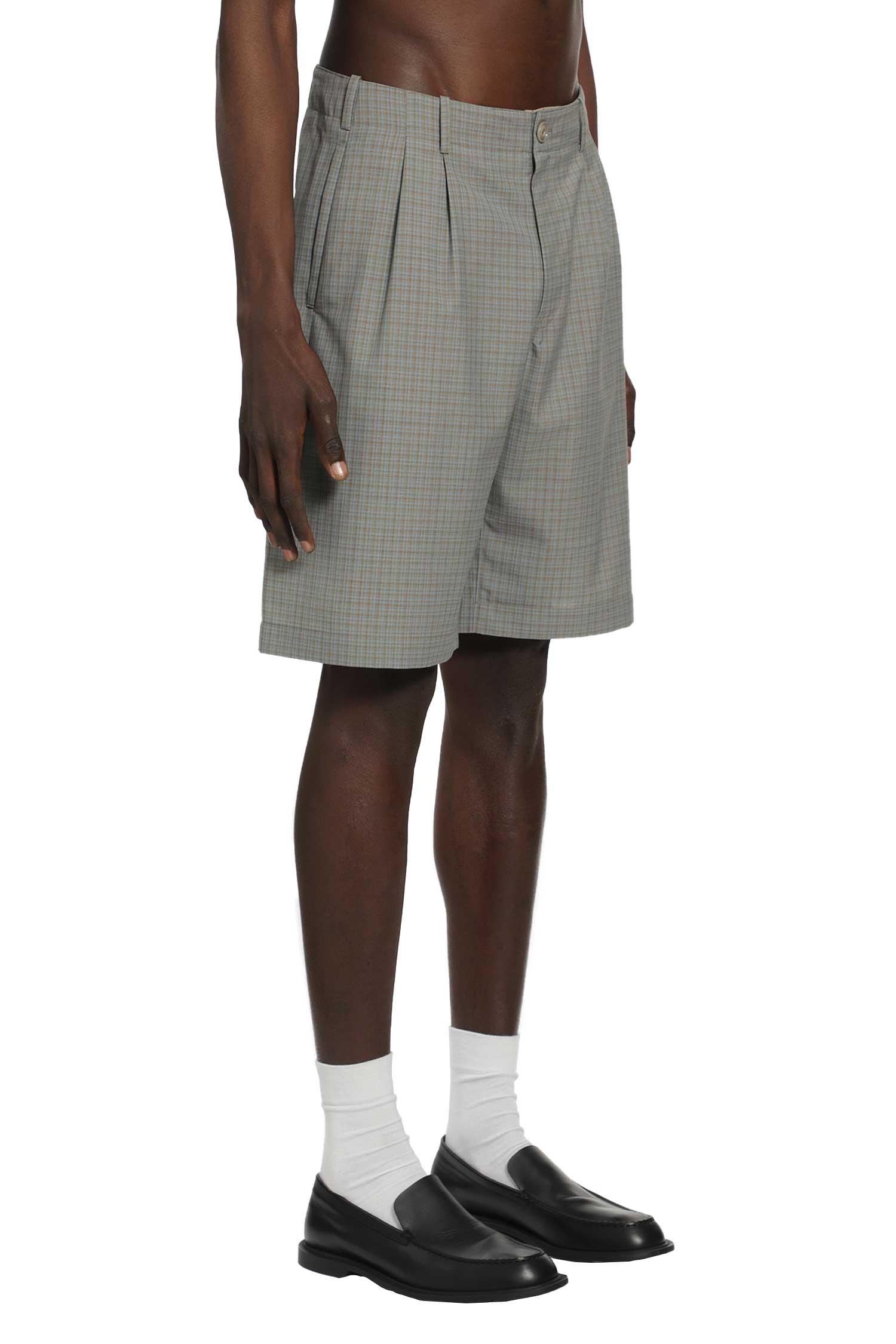 OUR LEGACY Frosted Moss Checked Bermudas man