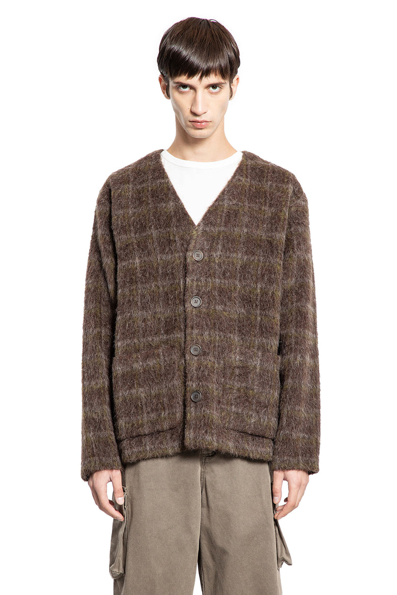 Check Hairy Wool Cardigan