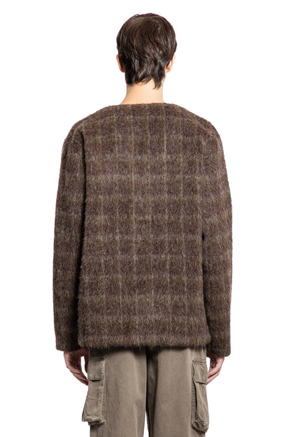 Check Hairy Wool Cardigan