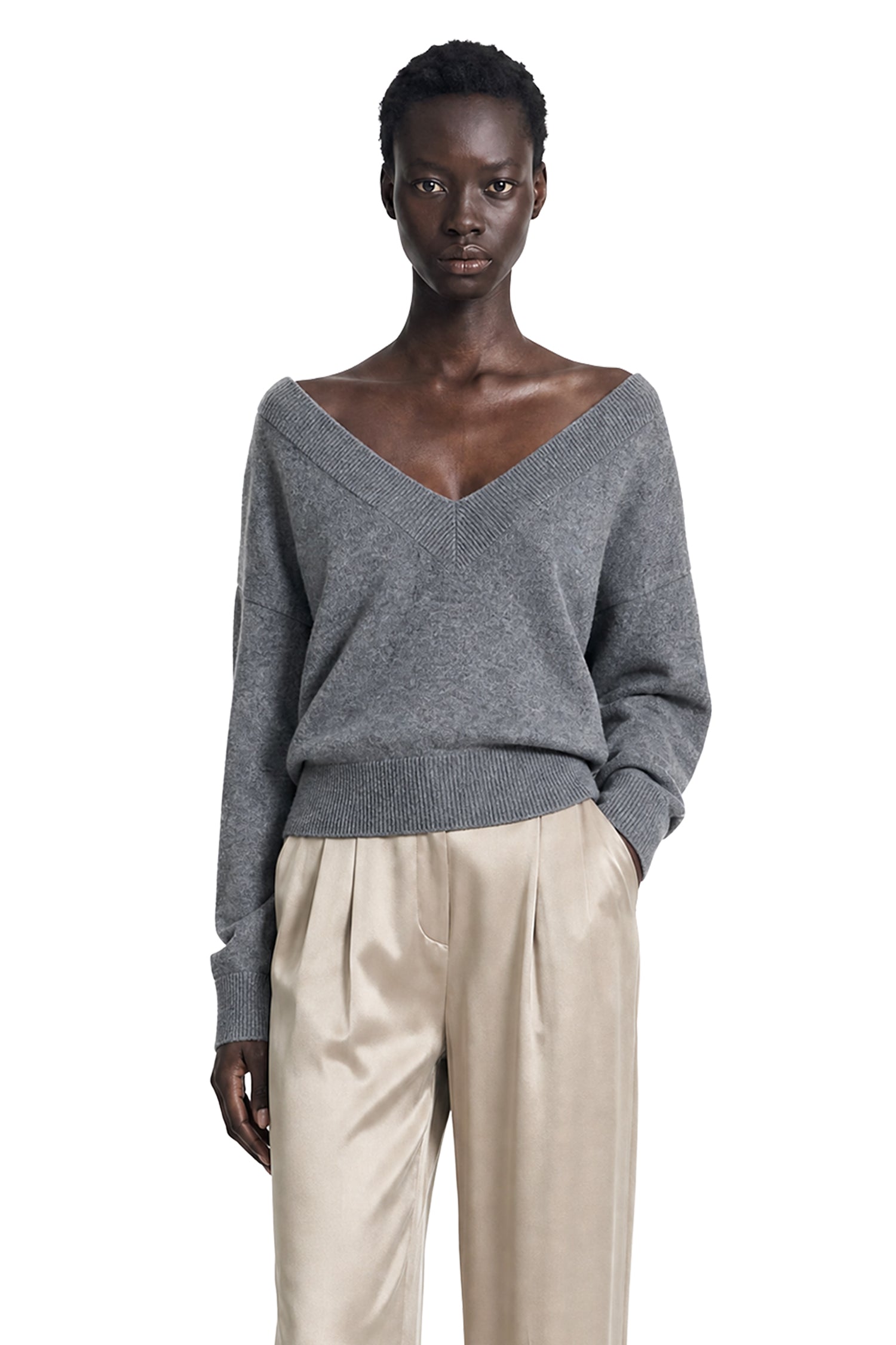Off-the-shoudler V-Neck Top