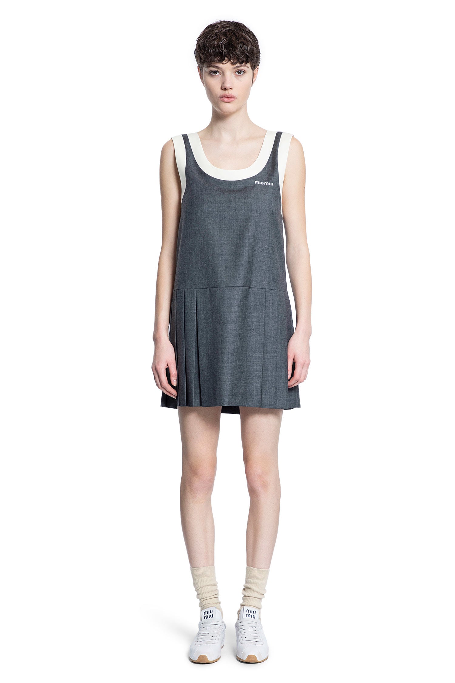 MIU MIU WOMAN GREY DRESSES