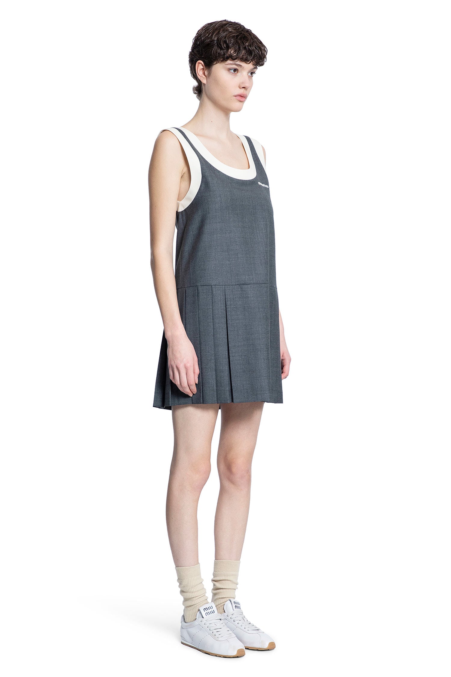 MIU MIU WOMAN GREY DRESSES