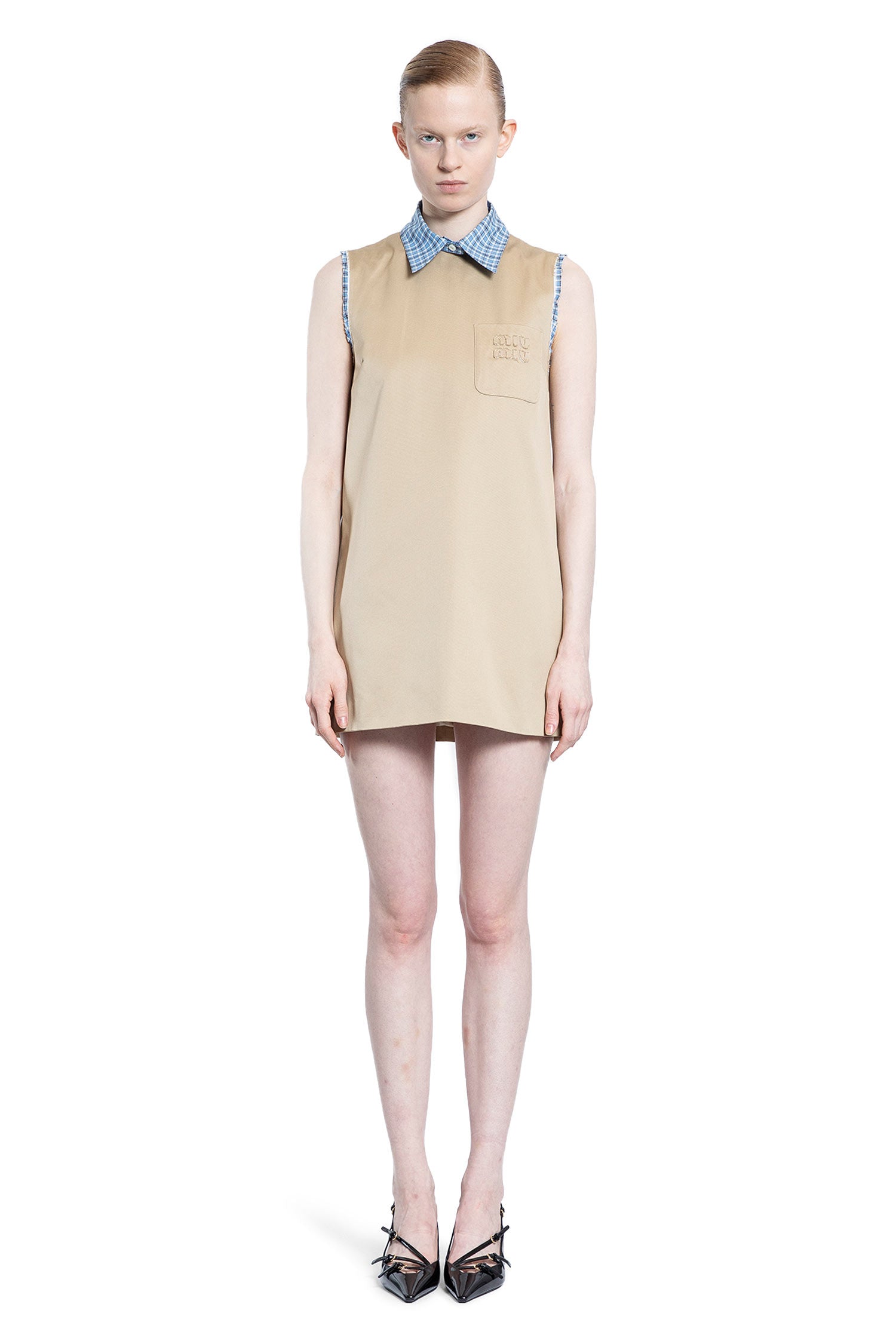 MIU MIU WOMAN BEIGE DRESSES