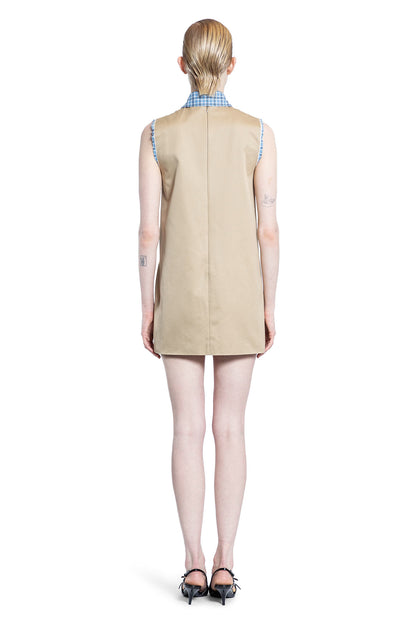 MIU MIU WOMAN BEIGE DRESSES