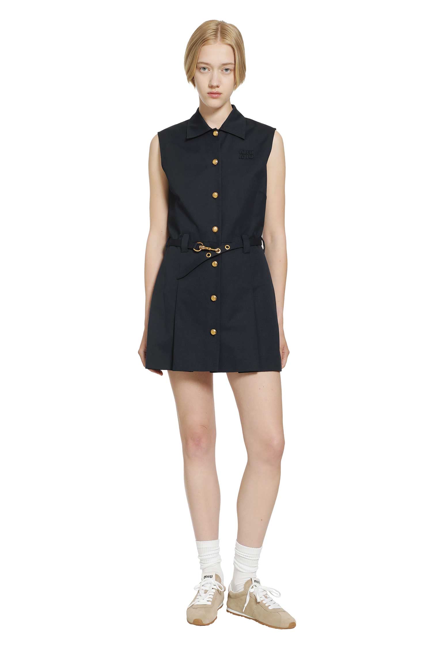 Cotton Gabardine Shirt Mini Dress –